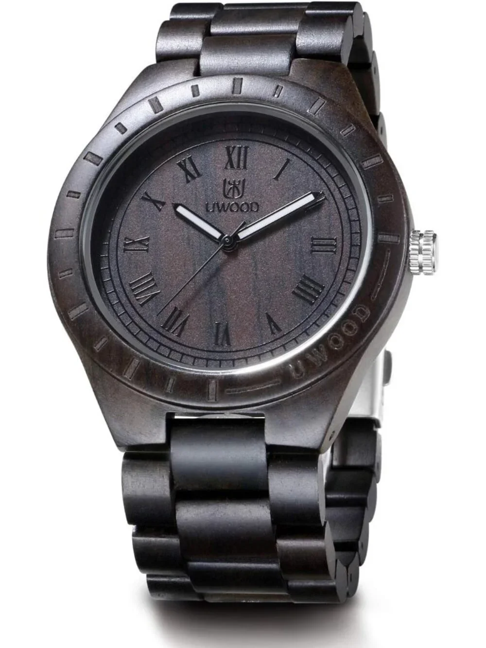 Men's Black Handmade Sandalwood Analog Quartz Vintage Unique Wrist Wooden Watch